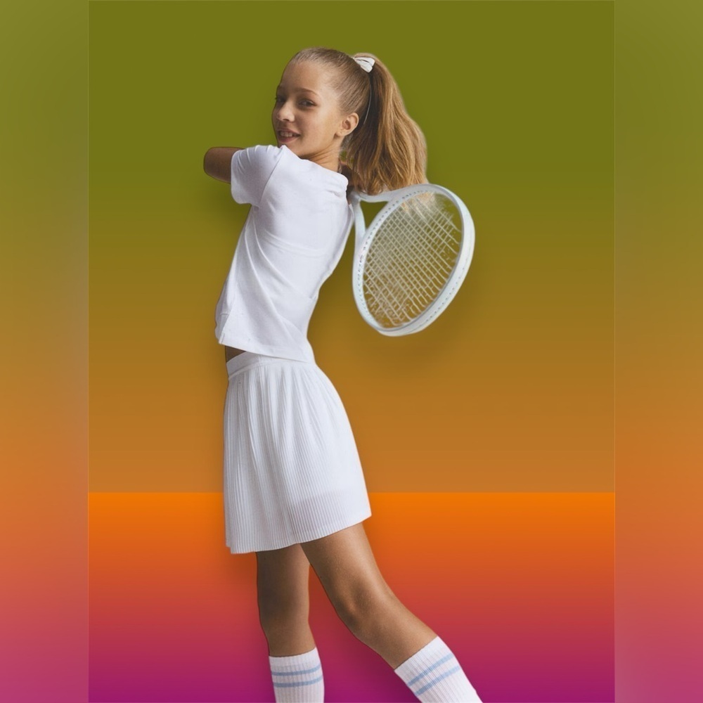 H&M kids Pleated tennis skirt in DryMove™ WHITE 4T​​​ NWT​